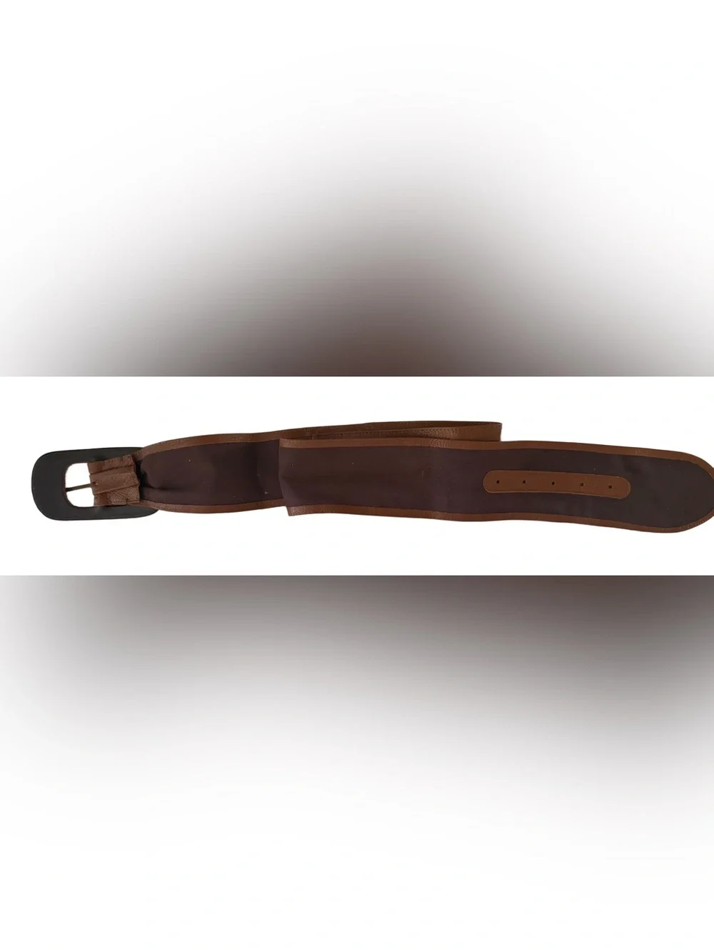 💋 FABULOUS Vintage 1980 WIDE Bonded Leather Statement Cinch Belt “Whiskey Brown”